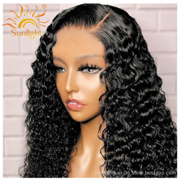 Sunlight hair Water Wave Wig 13x4 Lace virgin human jewish hair Peruvian Pre Plucked Lace front  Wig virgin lace wigs